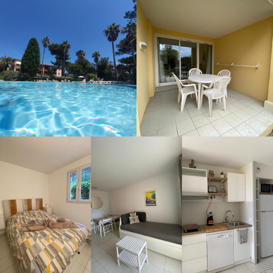 Appartement En Residence Privee, Face A La Mer Avec Acces Direct Plage อิแยร์ ภายนอก รูปภาพ